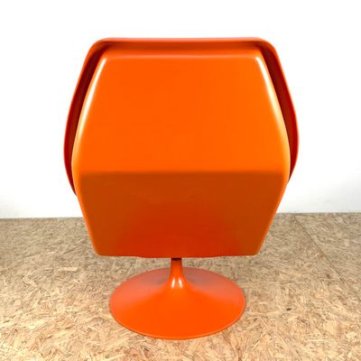 Mid Century Orange Swivel Chair By Easy Crest