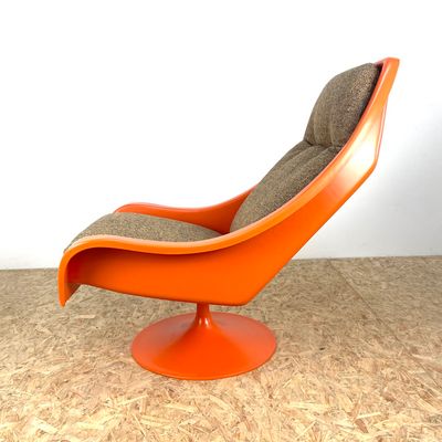 Mid Century Orange Swivel Chair By Easy Crest
