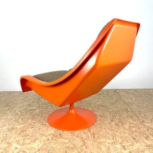 Mid Century Orange Swivel Chair By Easy Crest