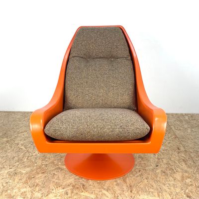Mid Century Orange Swivel Chair By Easy Crest