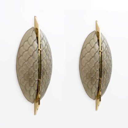 Pair of Modern Italian Murano Glass and Brass Sconces - Image 2