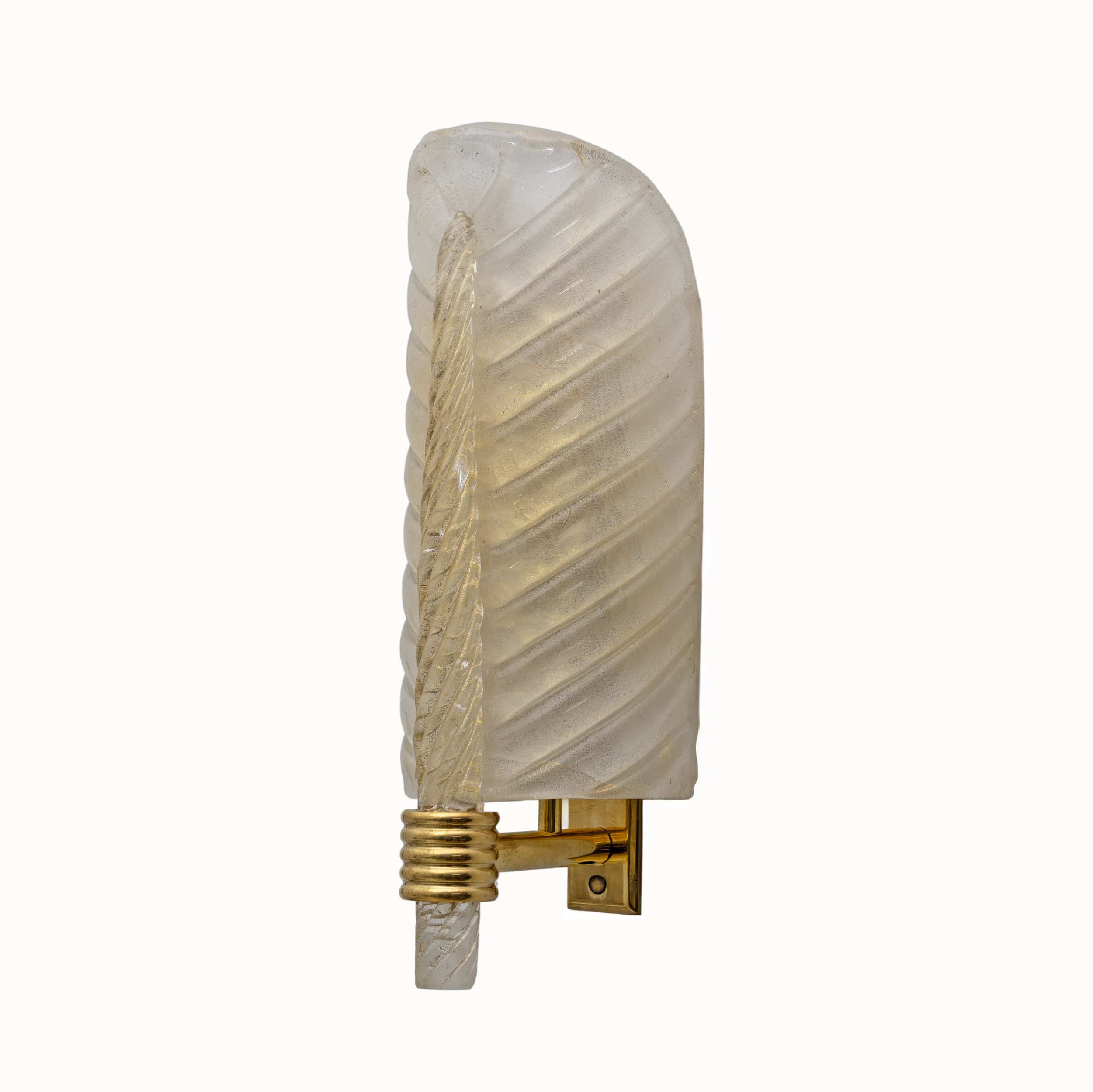 Pair of Barovier & Toso Style Mid-Century Modern Murano Glass Gold Leaf Sconces