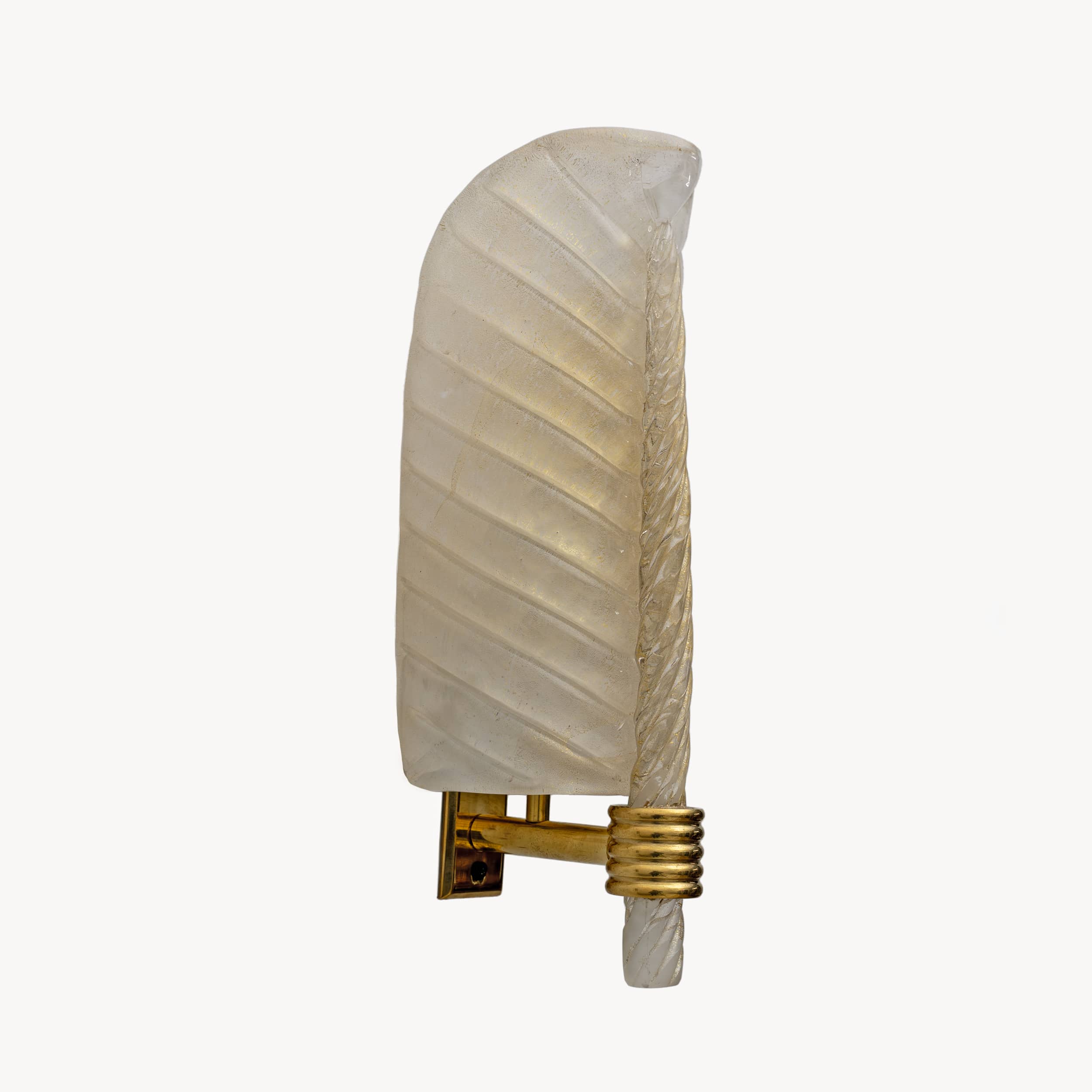 Pair of Barovier & Toso Style Mid-Century Modern Murano Glass Gold Leaf Sconces