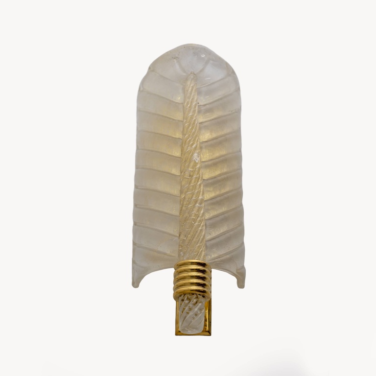Pair of Barovier & Toso Style Mid-Century Modern Murano Glass Gold Leaf Sconces - Image 4