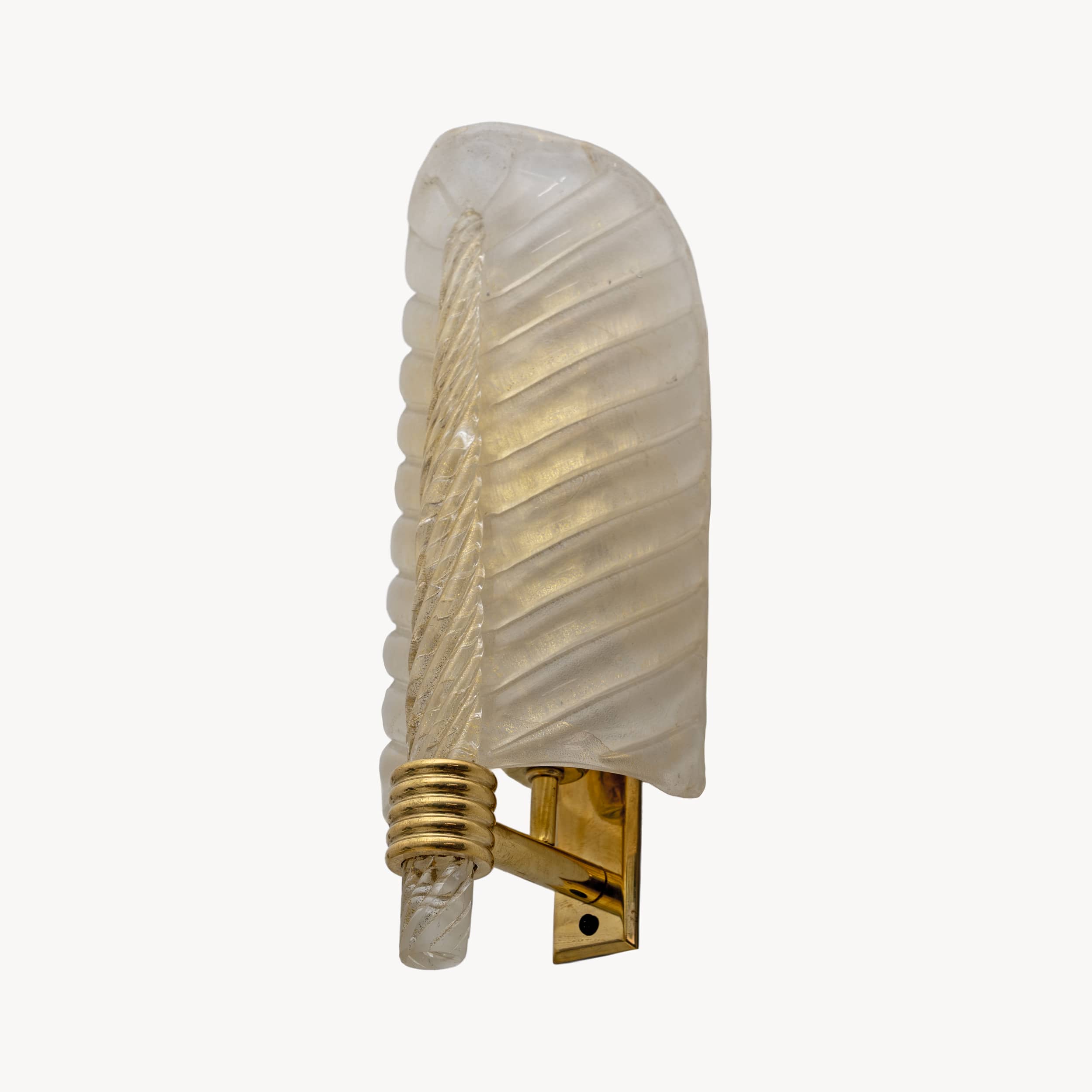 Pair of Barovier & Toso Style Mid-Century Modern Murano Glass Gold Leaf Sconces