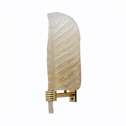 Pair of Barovier & Toso Style Mid-Century "Graniglia" Murano Glass Leaf Sconces - Image 9