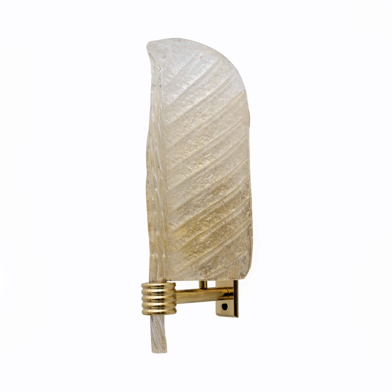 Pair of Barovier & Toso Style Mid-Century "Graniglia" Murano Glass Leaf Sconces - Image 9