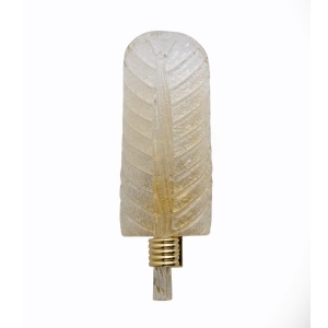 Pair of Barovier & Toso Style Mid-Century "Graniglia" Murano Glass Leaf Sconces