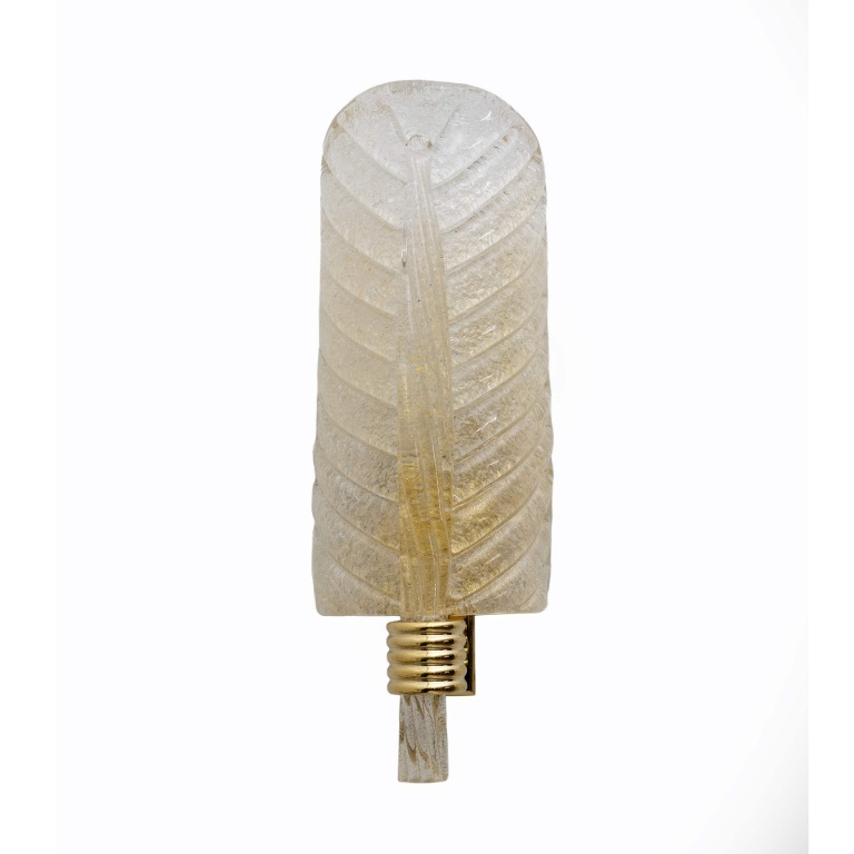 Pair of Barovier & Toso Style Mid-Century "Graniglia" Murano Glass Leaf Sconces - Image 8