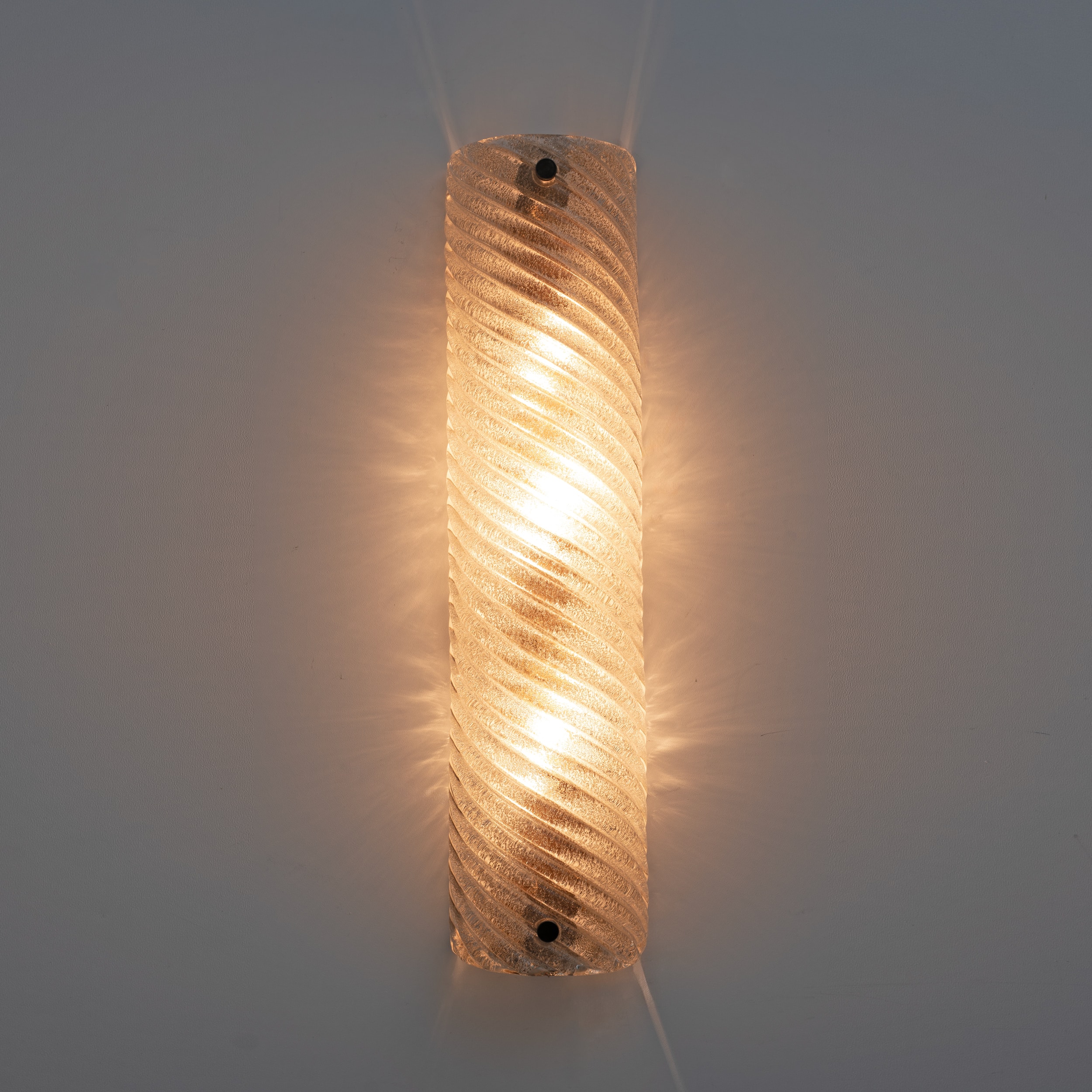 Pair of Barovier & Toso Style Modern Murano Glass Smoked Twisted Sconces /cm H50