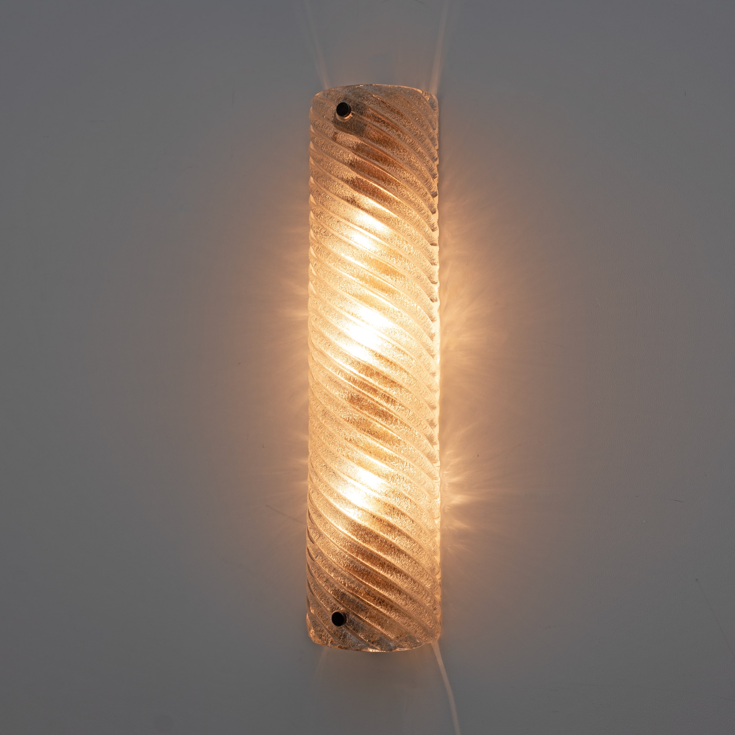 Pair of Barovier & Toso Style Modern Murano Glass Smoked Twisted Sconces /cm H50