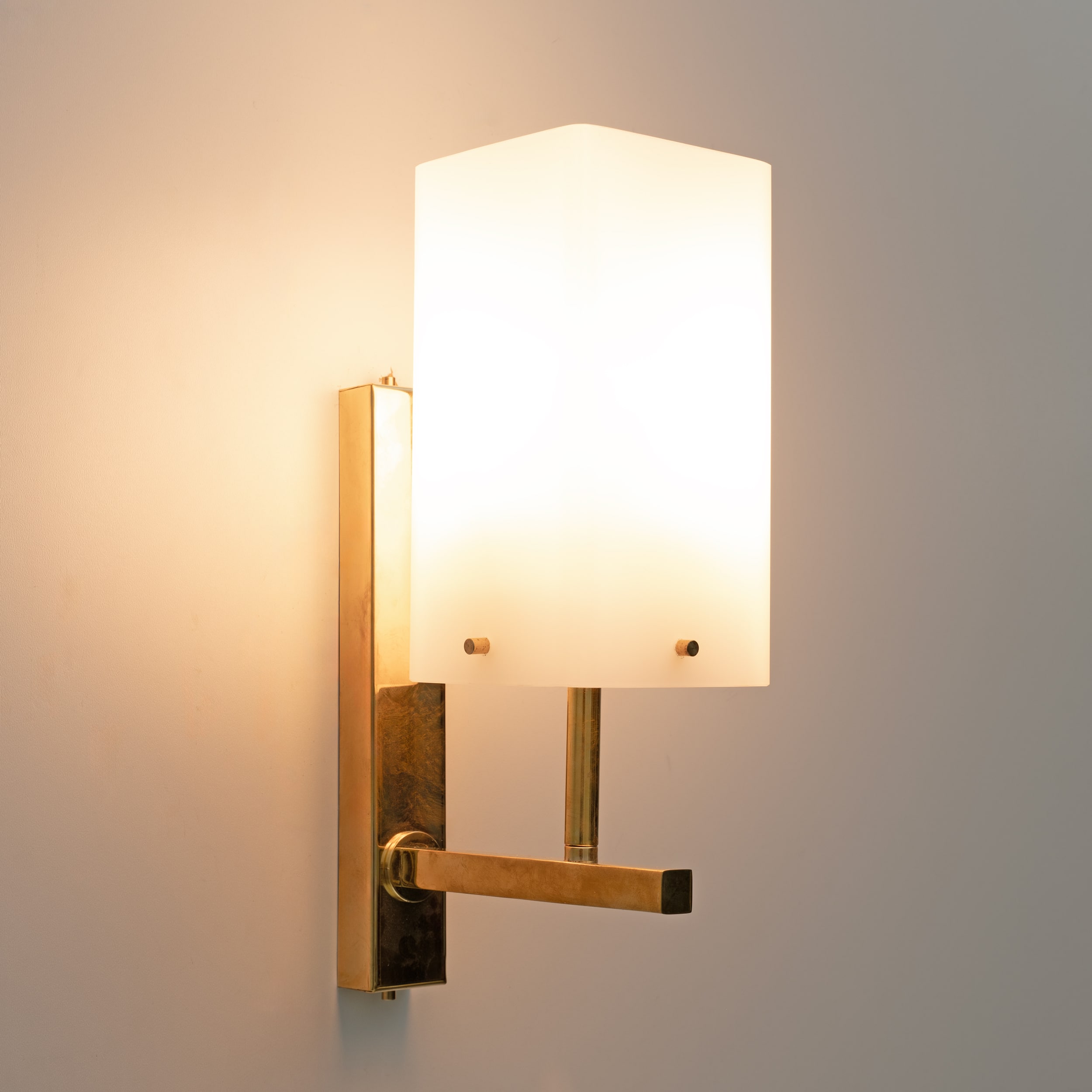 Pair of Mid-century Modern Style Italian Murano Glass and Brass Sconces