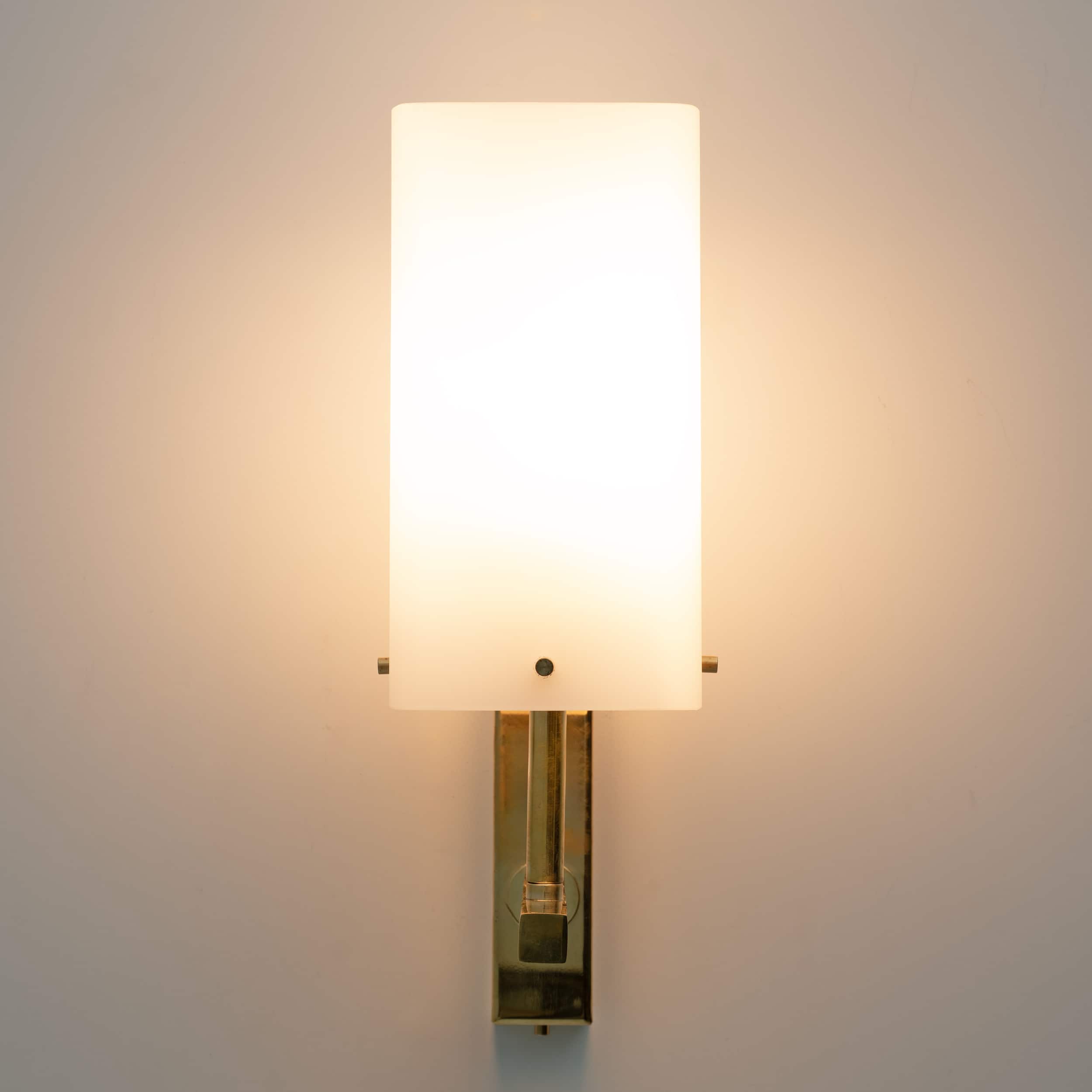 Pair of Mid-century Modern Style Italian Murano Glass and Brass Sconces