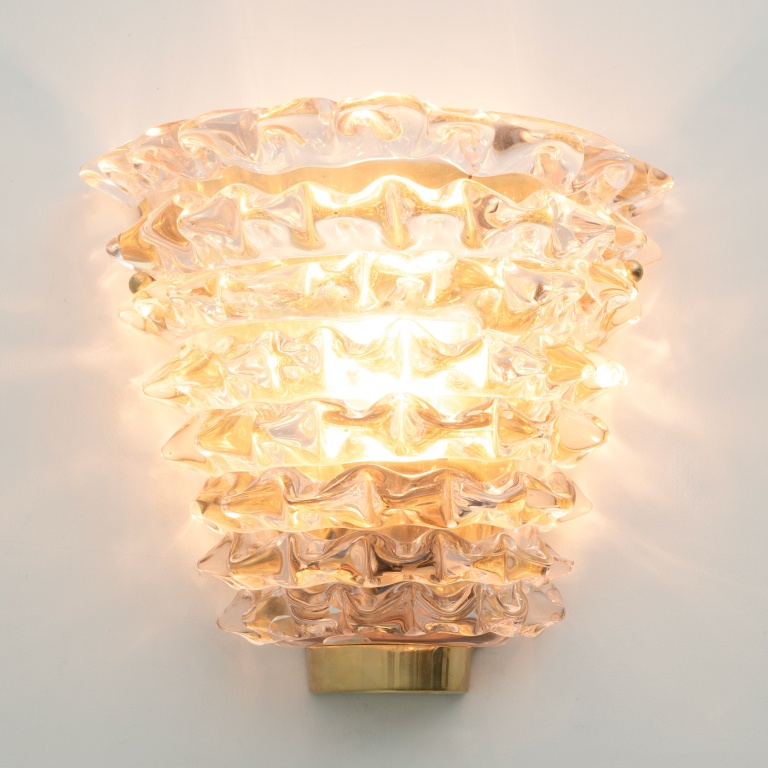Pair of Mid-century Modern Italian "Rostrato" Murano Glass Sconces - Image 5