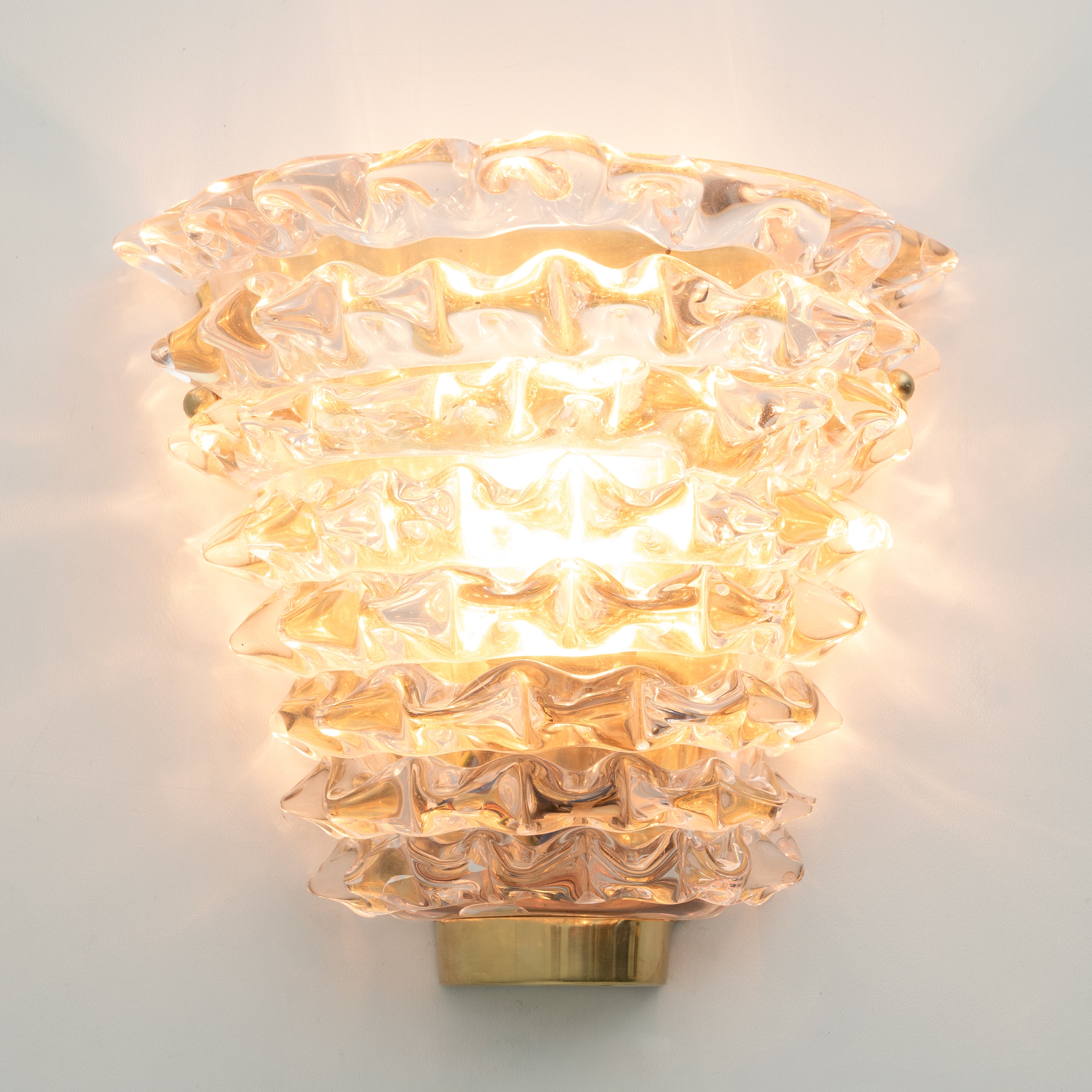Pair of Mid-century Modern Italian "Rostrato" Murano Glass Sconces