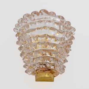 Pair of Mid-century Modern Italian "Rostrato" Murano Glass Sconces
