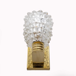 Barovier & Toso Art Dèco Style Brass and Rostrato Murano Glass Sconces, Pair