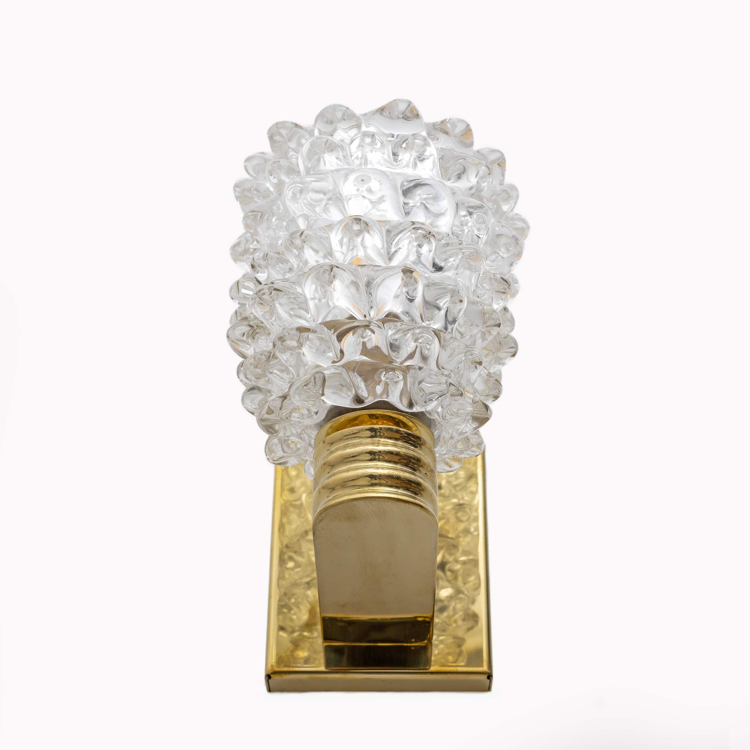 Barovier & Toso Art Dèco Style Brass and Rostrato Murano Glass Sconces, Pair