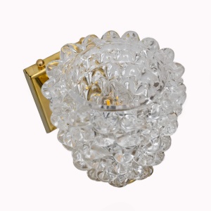 Barovier & Toso Art Dèco Style Brass and Rostrato Murano Glass Sconces, Pair