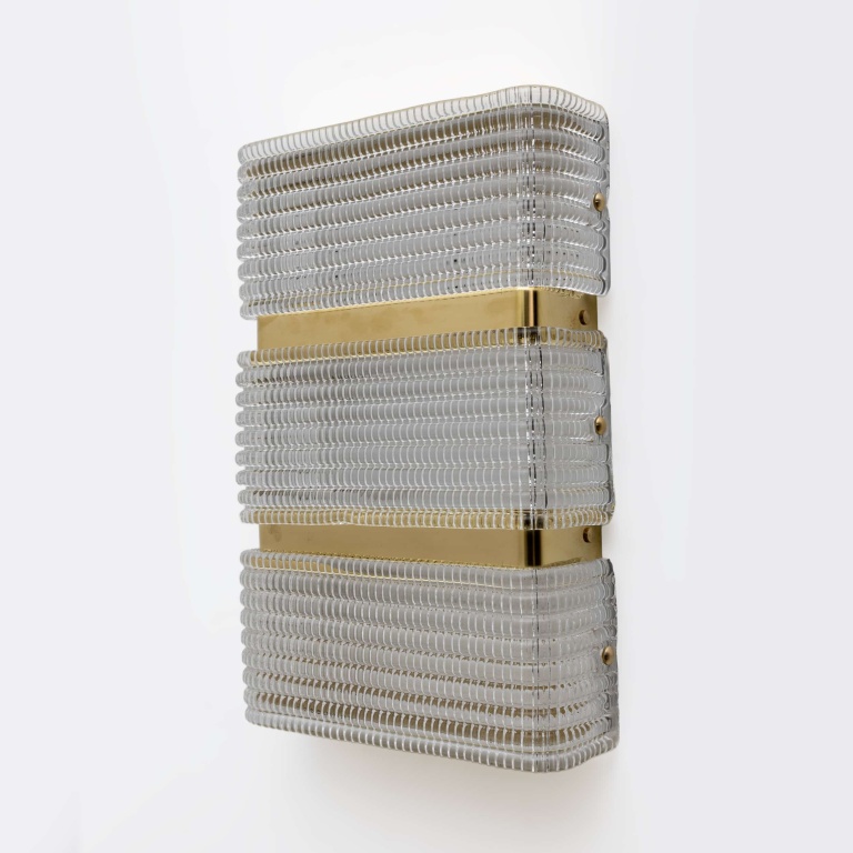Pair of Modern Italian Murano Glass and Brass Sconces - Image 3