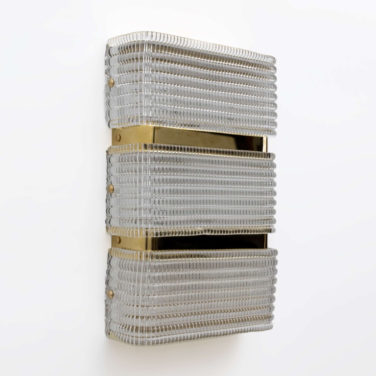 Pair of Modern Italian Murano Glass and Brass Sconces - Image 5
