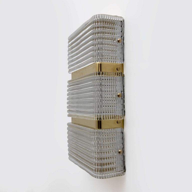 Pair of Modern Italian Murano Glass and Brass Sconces - Image 8