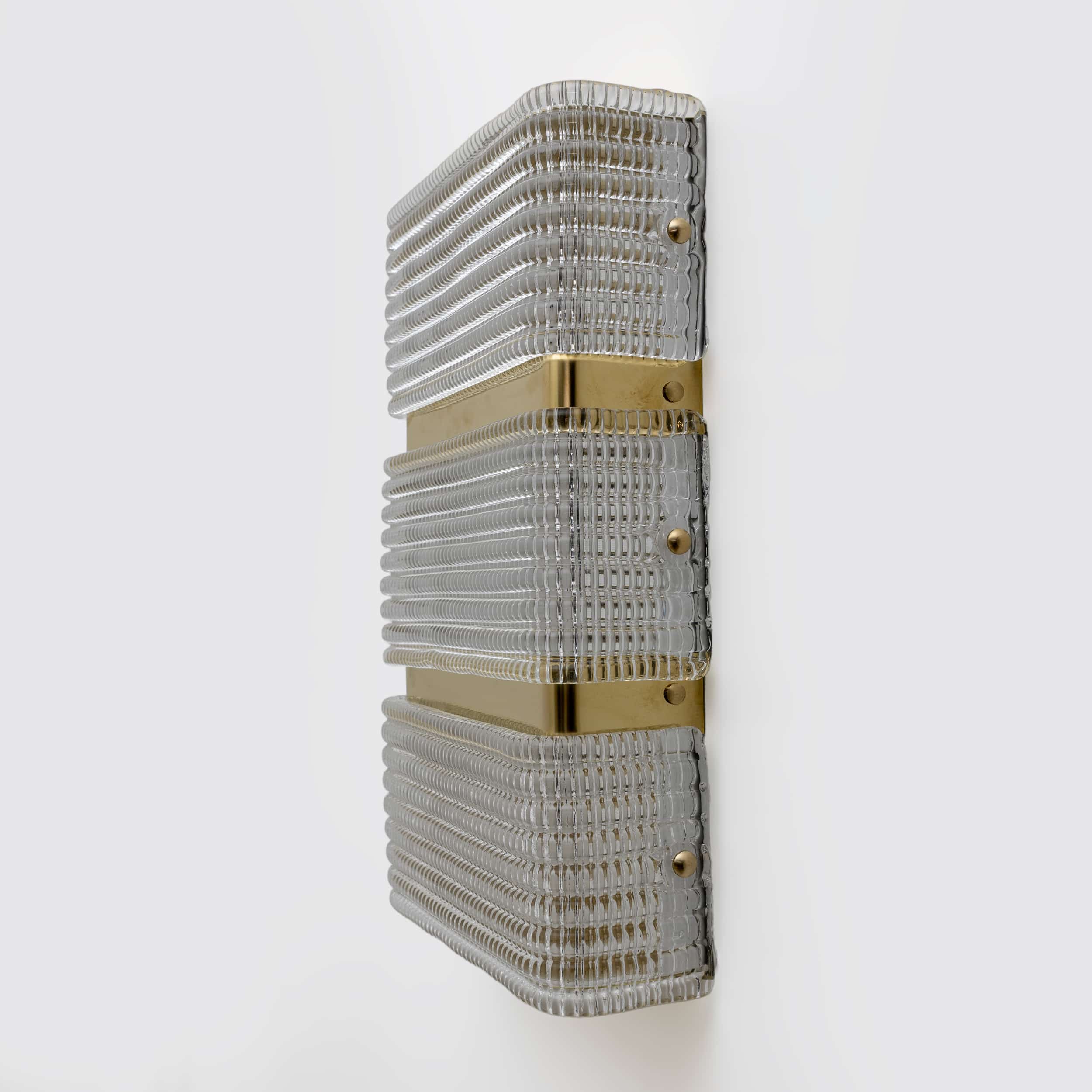 Pair of Modern Italian Murano Glass and Brass Sconces