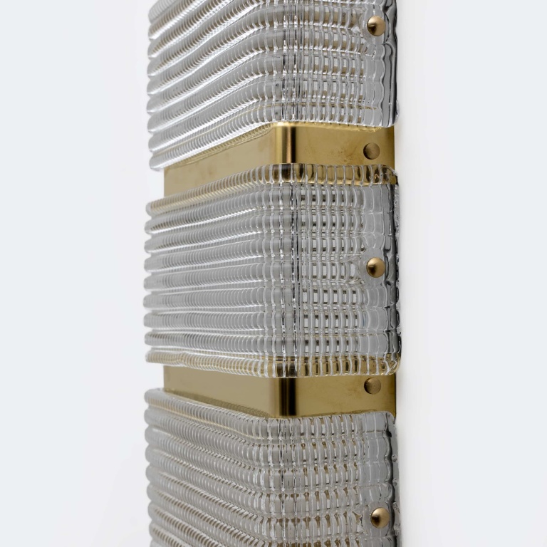 Pair of Modern Italian Murano Glass and Brass Sconces - Image 9
