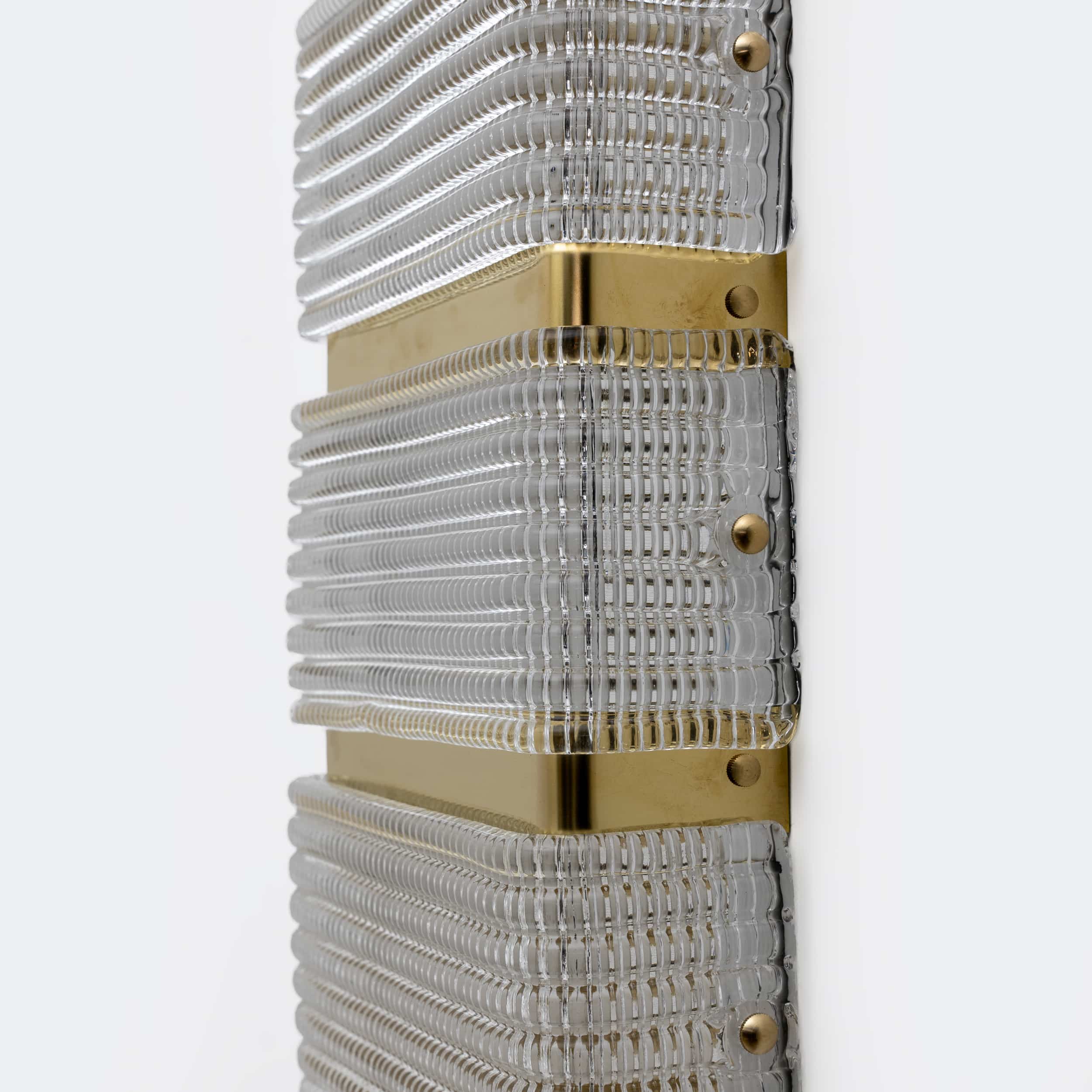Pair of Modern Italian Murano Glass and Brass Sconces