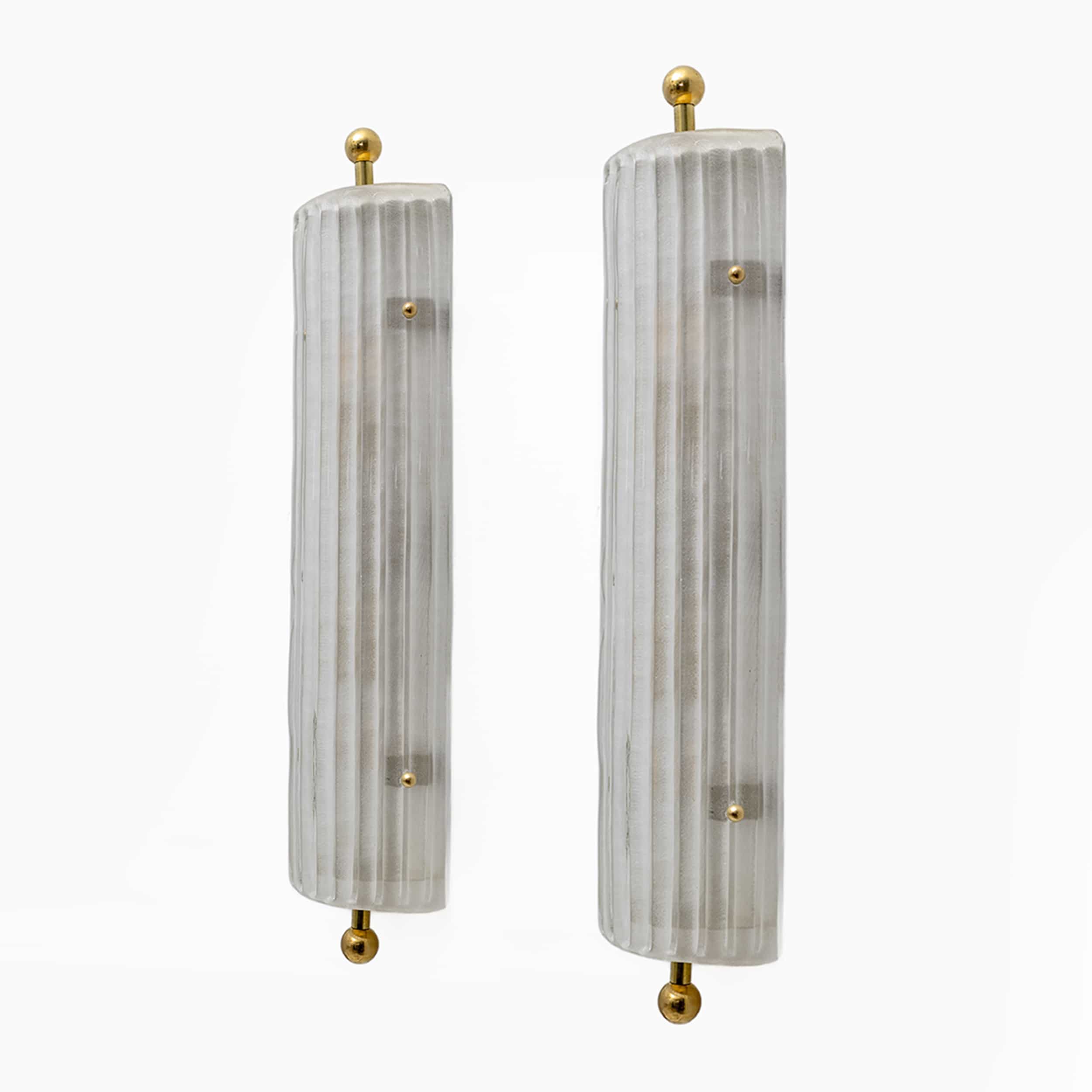 Pair of Art Dèco Style Italian Murano Glass and Brass Sconces
