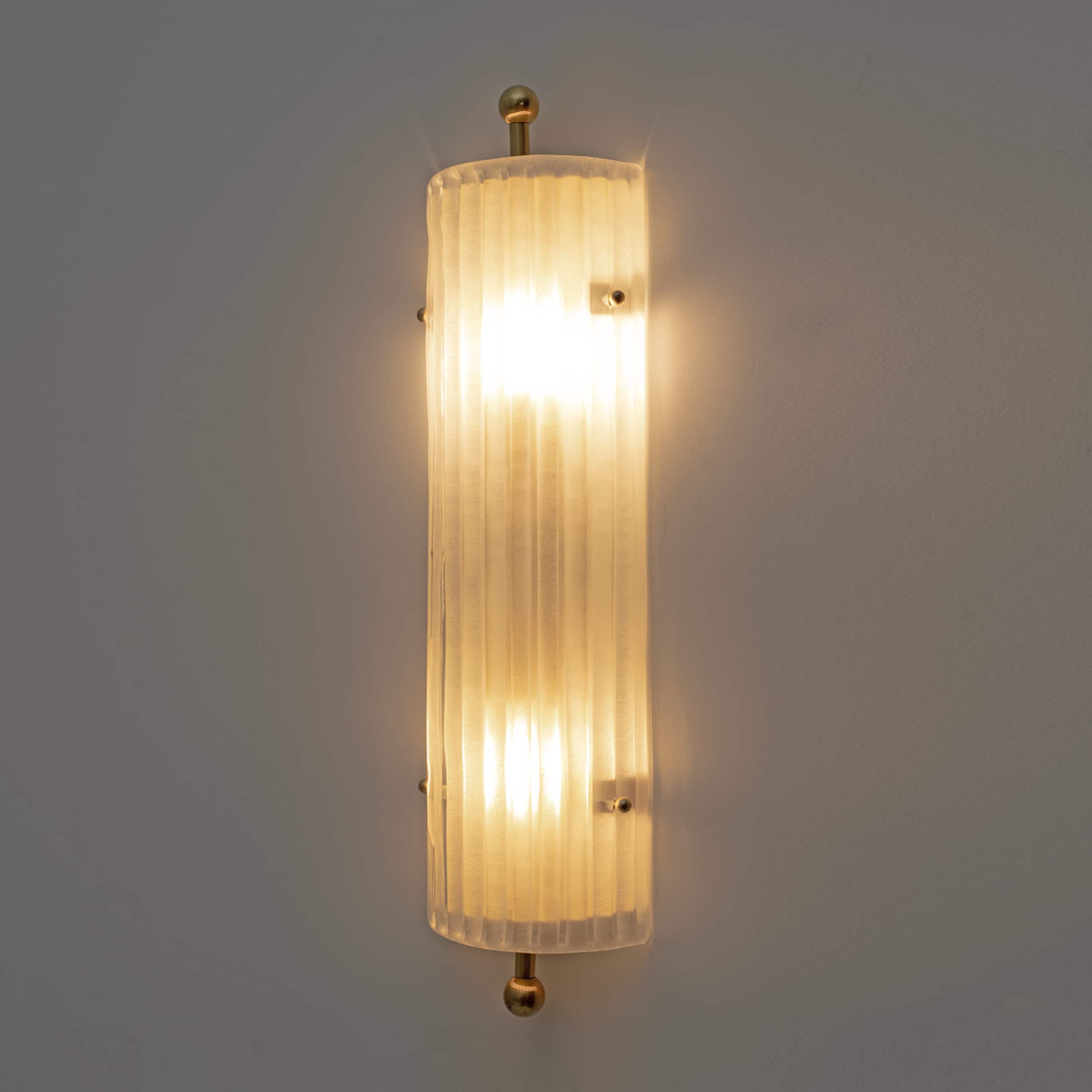 Pair of Art Dèco Style Italian Murano Glass and Brass Sconces