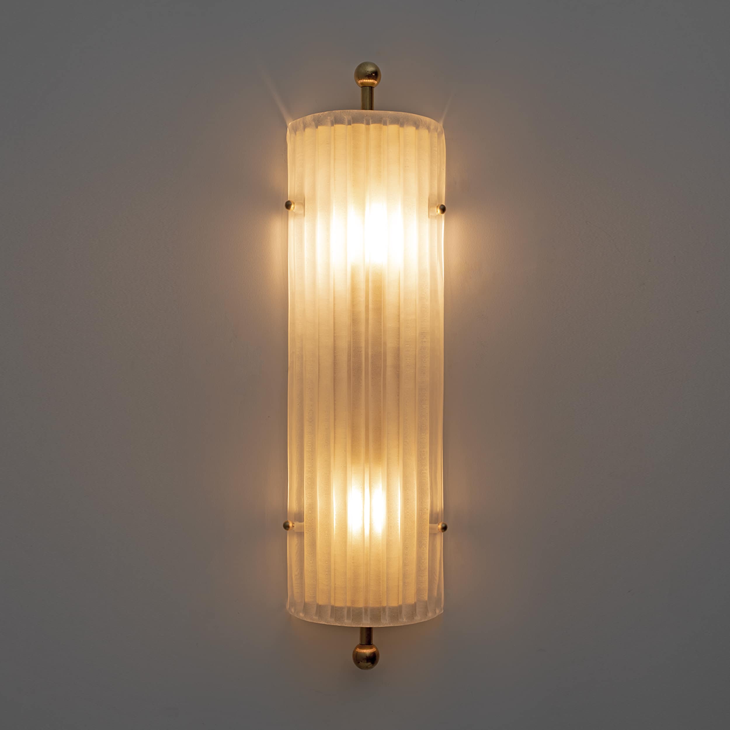 Pair of Art Dèco Style Italian Murano Glass and Brass Sconces