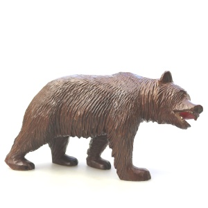 A large antique Swiss Black Forest hand-carved wooden Walking Bear C.20thC