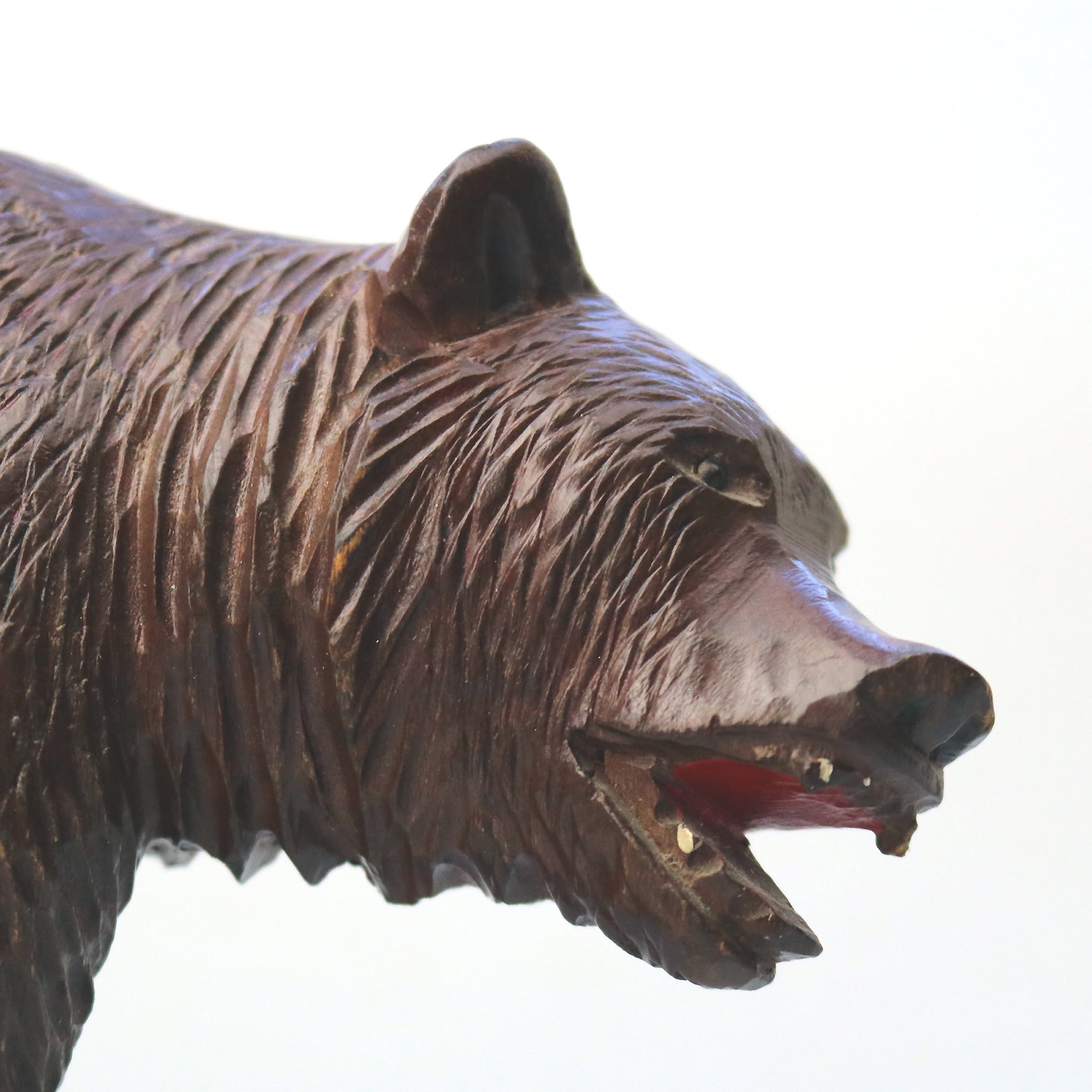 A large antique Swiss Black Forest hand-carved wooden Walking Bear C.20thC