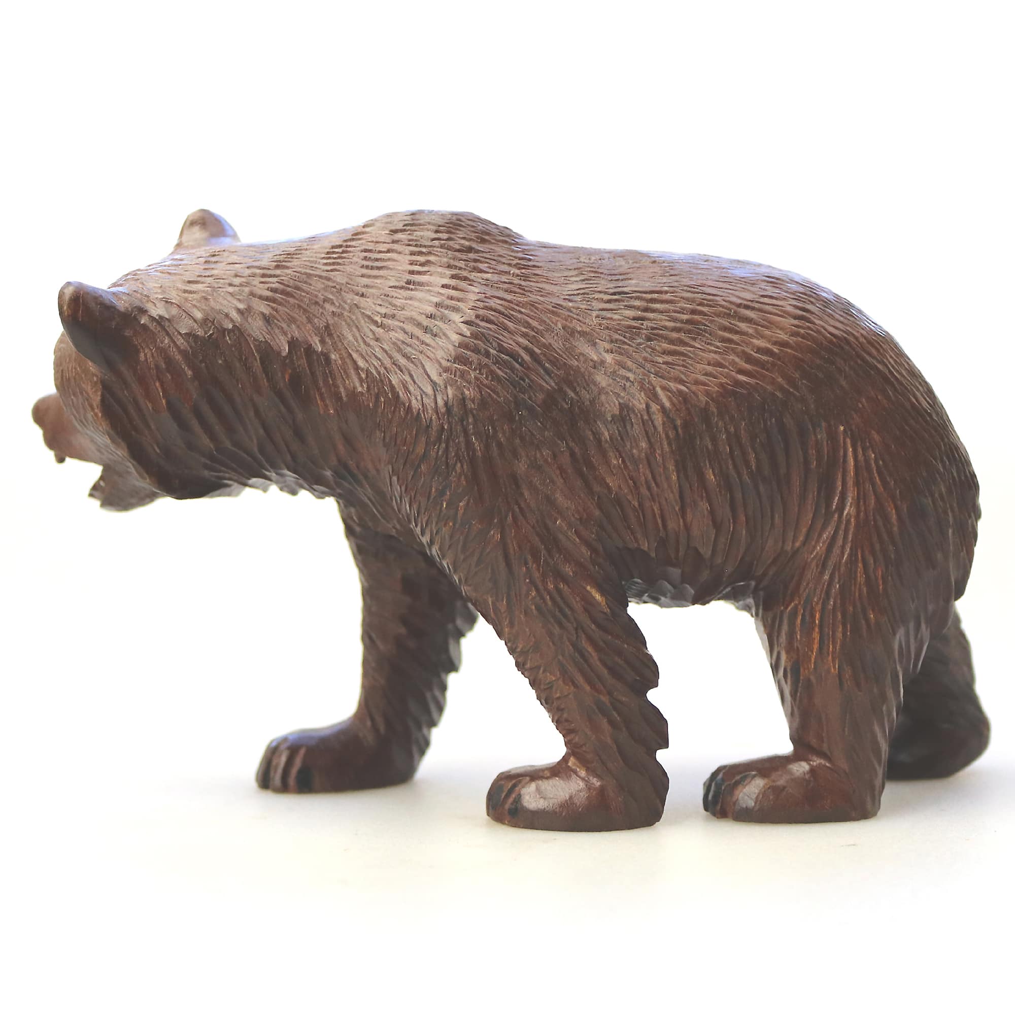 A large antique Swiss Black Forest hand-carved wooden Walking Bear C.20thC