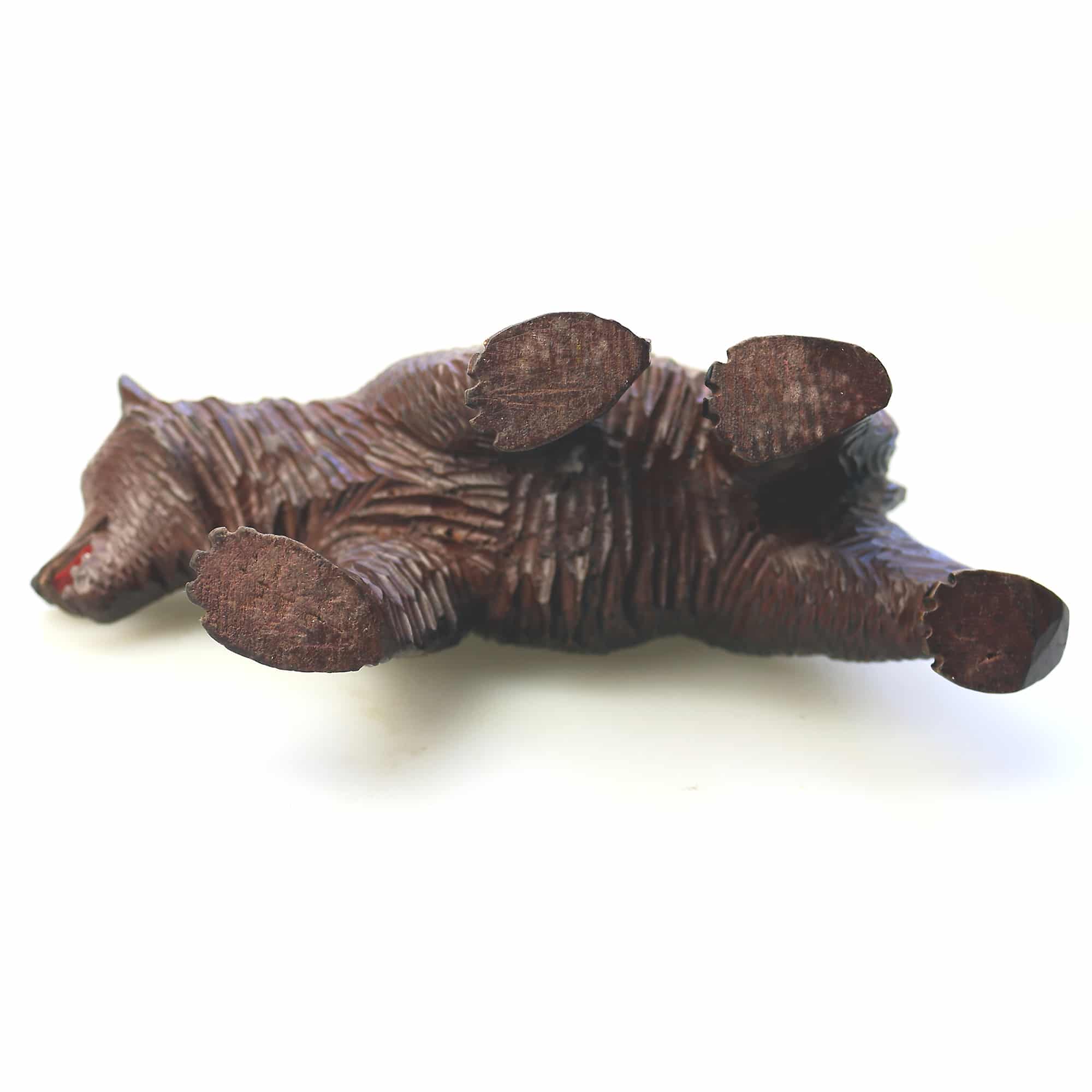 A large antique Swiss Black Forest hand-carved wooden Walking Bear C.20thC
