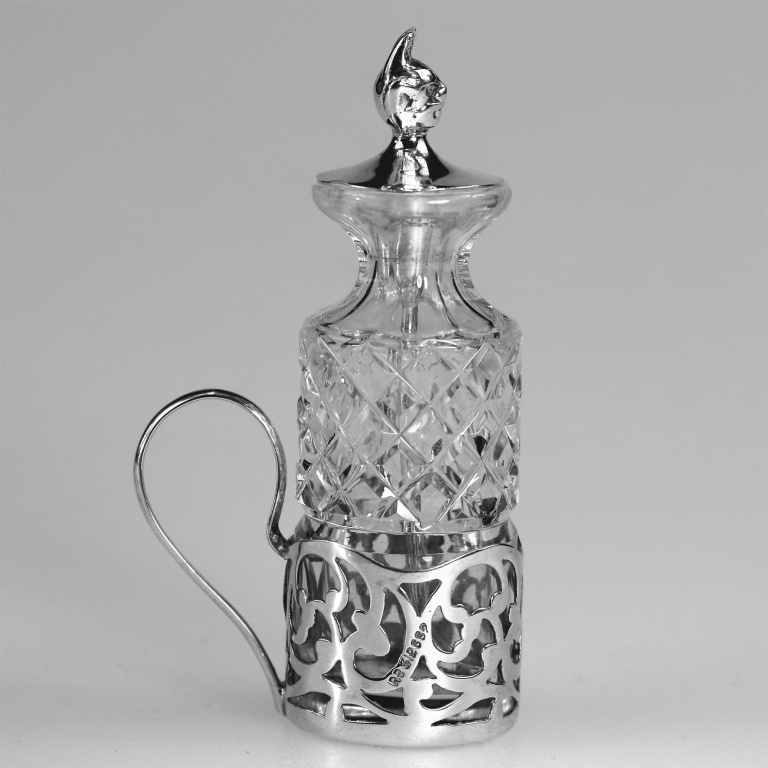 An antique solid silver & cut glass novelty Devil Cayenne Pepper Bottle C.1915 - Image 2