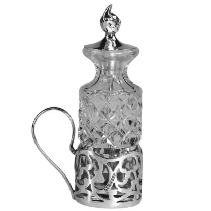 An antique solid silver & cut glass novelty Devil Cayenne Pepper Bottle C.1915