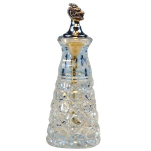 Fine antique solid silver & cut glass novelty Devil Cayenne Pepper Bottle C.1902