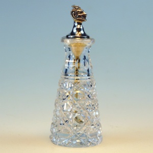 Fine antique solid silver & cut glass novelty Devil Cayenne Pepper Bottle C.1902