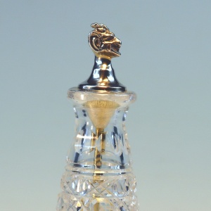 Fine antique solid silver & cut glass novelty Devil Cayenne Pepper Bottle C.1902