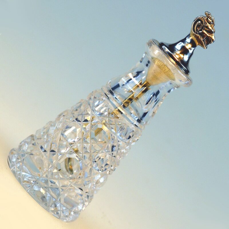 Fine antique solid silver & cut glass novelty Devil Cayenne Pepper Bottle C.1902