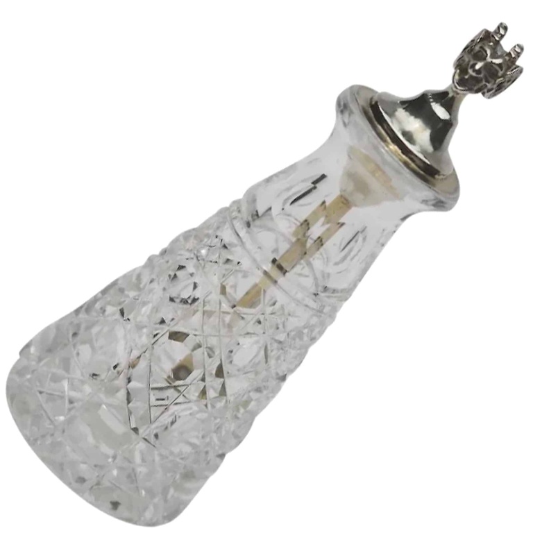 Fine antique solid silver & cut glass novelty Devil Cayenne Pepper Bottle C.1902 - Image 5