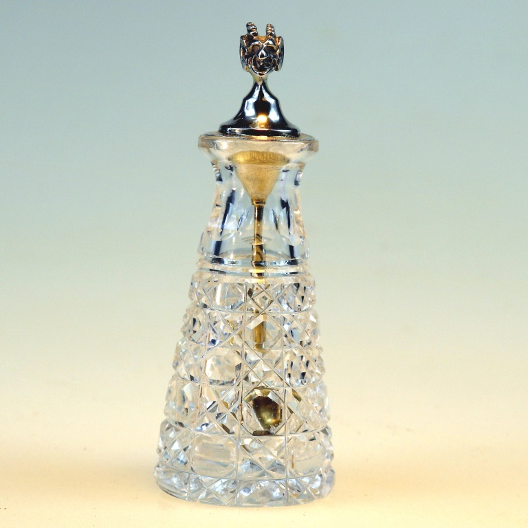 Fine antique solid silver & cut glass novelty Devil Cayenne Pepper Bottle C.1902 - Image 6