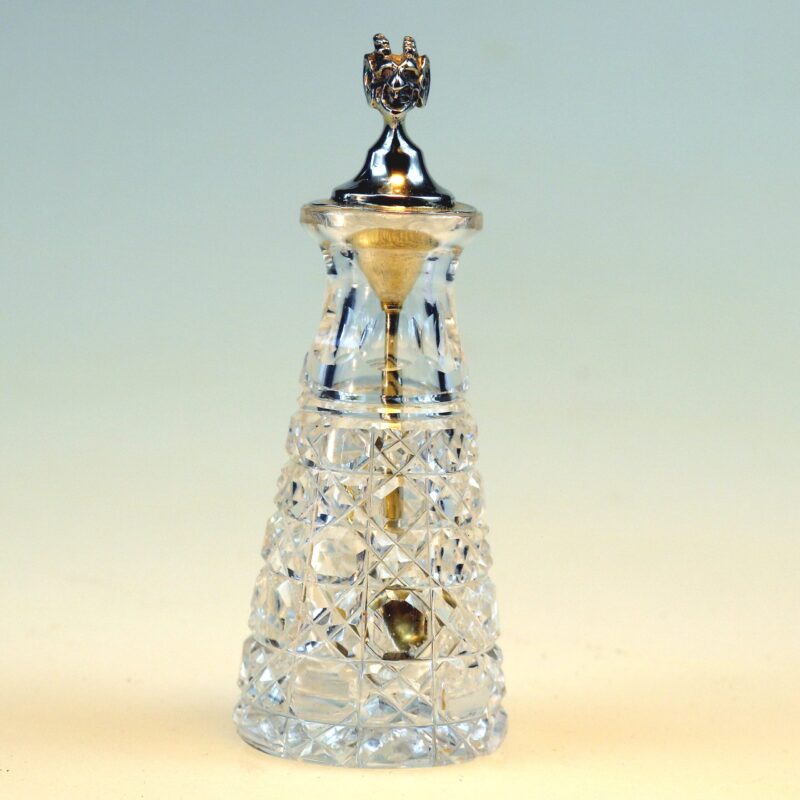 Fine antique solid silver & cut glass novelty Devil Cayenne Pepper Bottle C.1902