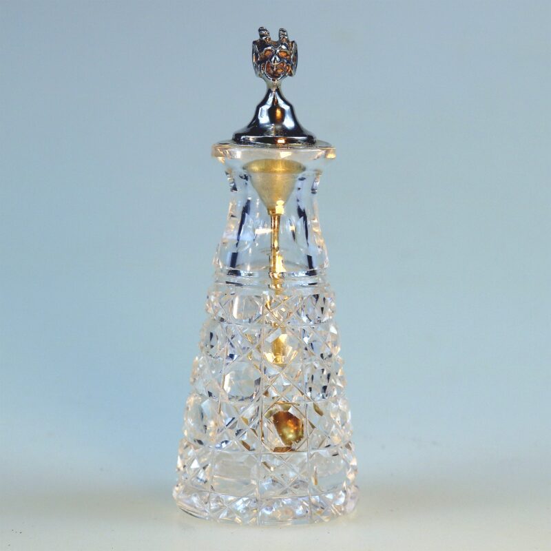 Fine antique solid silver & cut glass novelty Devil Cayenne Pepper Bottle C.1902