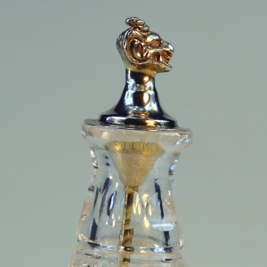 Fine antique solid silver & cut glass novelty Devil Cayenne Pepper Bottle C.1902