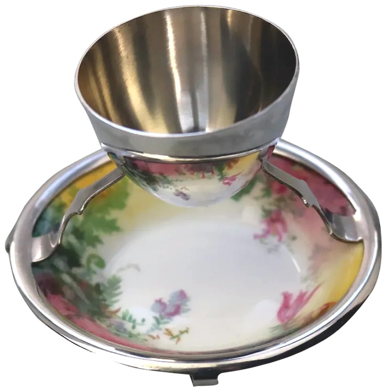 A Christopher Dresser antique novelty Egg Cup & Saucer by Hukin & Heath C.1900's - Image 3