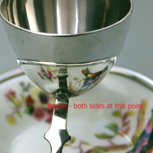 A Christopher Dresser antique novelty Egg Cup & Saucer by Hukin & Heath C.1900's