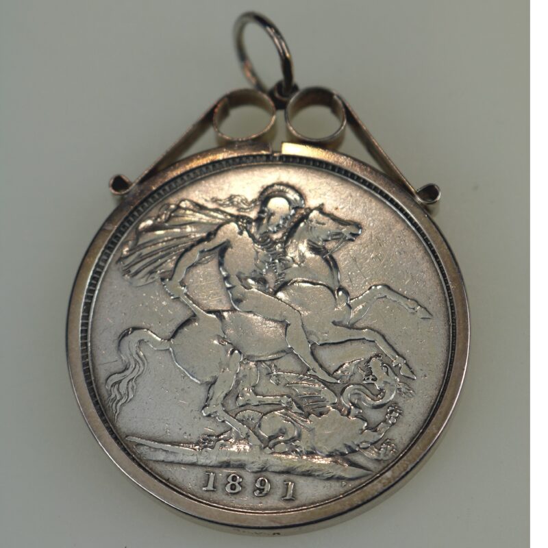 A collection of antique silver Coin Jewellery pendant & Brooches of various dates